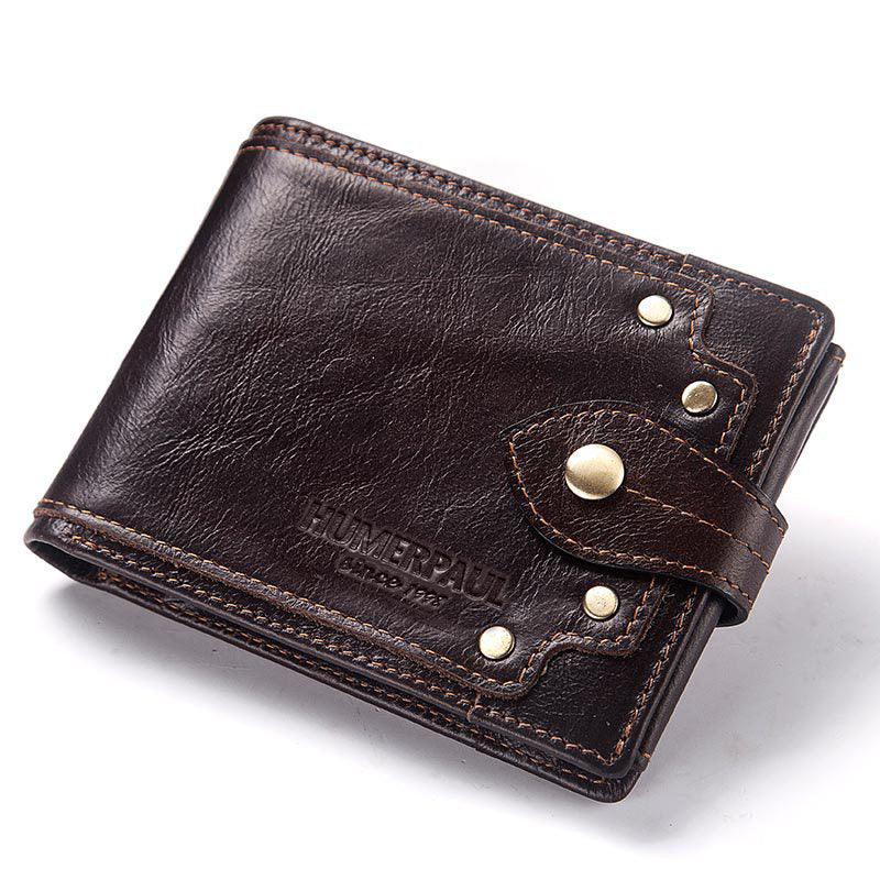 Men's Genuine Leather Wallet Multi-Card Anti-Tape Mirror Window Id Bag Men's Bag Coin Pocket - V.I.P Digital Presence