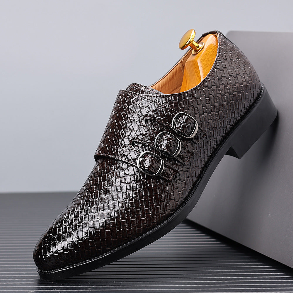 Men's three button buckle Mengke shoe cover, men's shoes, polished British style leather shoes, men's shoes - V.I.P Digital Presence