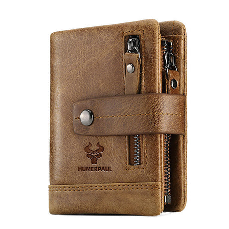 New Leather Wallet Crazy Horse Leather Zipper Buckle Wallet Leather Multifunctional Clutch - V.I.P Digital Presence