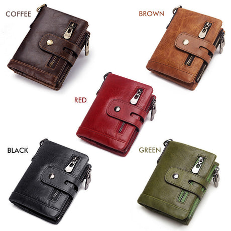 New Men's Leather Wallet Large Capacity Buckle Retro Zipper Coin Purse Anti-theft Clutch - V.I.P Digital Presence