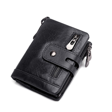 New Men's Leather Wallet Large Capacity Buckle Retro Zipper Coin Purse Anti-theft Clutch - V.I.P Digital Presence