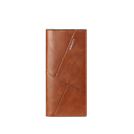 New Multi-Function Anti-Theft Brush Soft Leather Clip Long Ultra-Thin Splicing Two Fold Men's Wallet - V.I.P Digital Presence