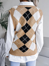 Plaid V-Neck Sweater Vest - V.I.P Digital Presence