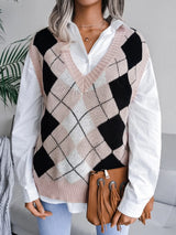 Plaid V-Neck Sweater Vest - V.I.P Digital Presence