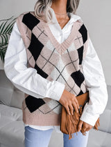 Plaid V-Neck Sweater Vest - V.I.P Digital Presence