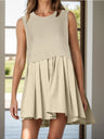 Pleated Round Neck Sleeveless Mini Dress - V.I.P Digital Presence