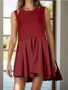 Pleated Round Neck Sleeveless Mini Dress - V.I.P Digital Presence