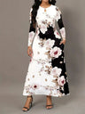 Pocketed Printed Long Sleeve Dress - V.I.P Digital Presence