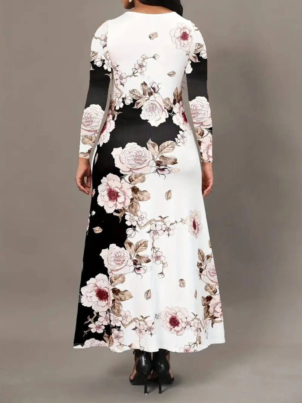 Pocketed Printed Long Sleeve Dress - V.I.P Digital Presence