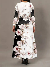 Pocketed Printed Long Sleeve Dress - V.I.P Digital Presence