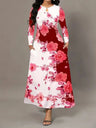 Pocketed Printed Long Sleeve Dress - V.I.P Digital Presence