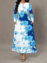 Pocketed Printed Long Sleeve Dress - V.I.P Digital Presence