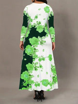 Pocketed Printed Long Sleeve Dress - V.I.P Digital Presence