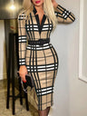 Printed Notched Long Sleeve Wrap Dress - V.I.P Digital Presence