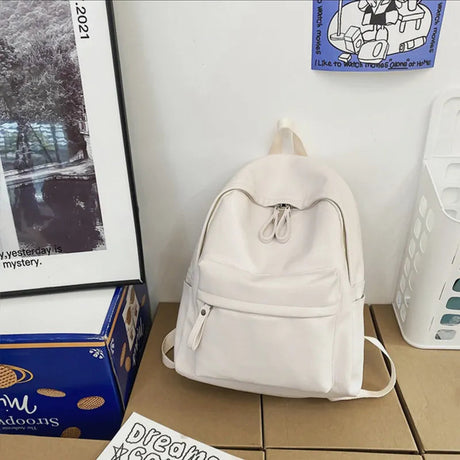 PU Leather Zip Backpack Bag - V.I.P Digital Presence