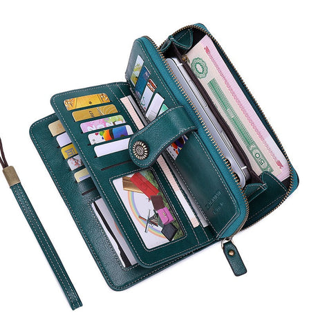 RFID Antimagnetic Wallet Long Zipper Women's Wallet Leather Wallet New Large Capacity Handbag - V.I.P Digital Presence