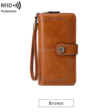 RFID Antimagnetic Wallet Long Zipper Women's Wallet Leather Wallet New Large Capacity Handbag - V.I.P Digital Presence