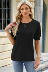 Round Neck Buttoned Short Sleeve T-Shirt - V.I.P Digital Presence