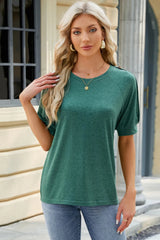 Round Neck Buttoned Short Sleeve T-Shirt - V.I.P Digital Presence