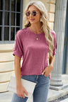 Round Neck Buttoned Short Sleeve T-Shirt - V.I.P Digital Presence
