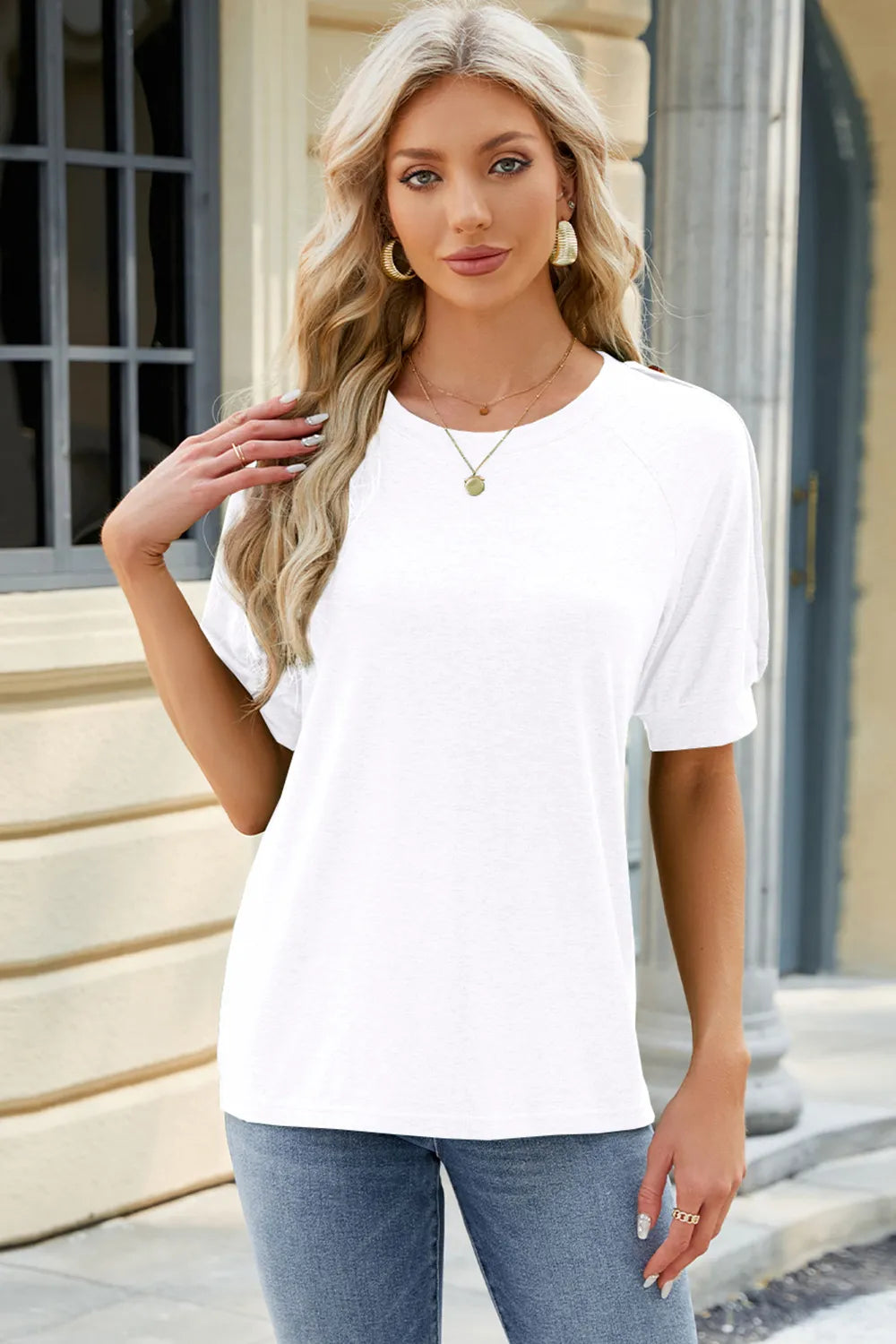 Round Neck Buttoned Short Sleeve T-Shirt - V.I.P Digital Presence
