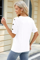 Round Neck Buttoned Short Sleeve T-Shirt - V.I.P Digital Presence