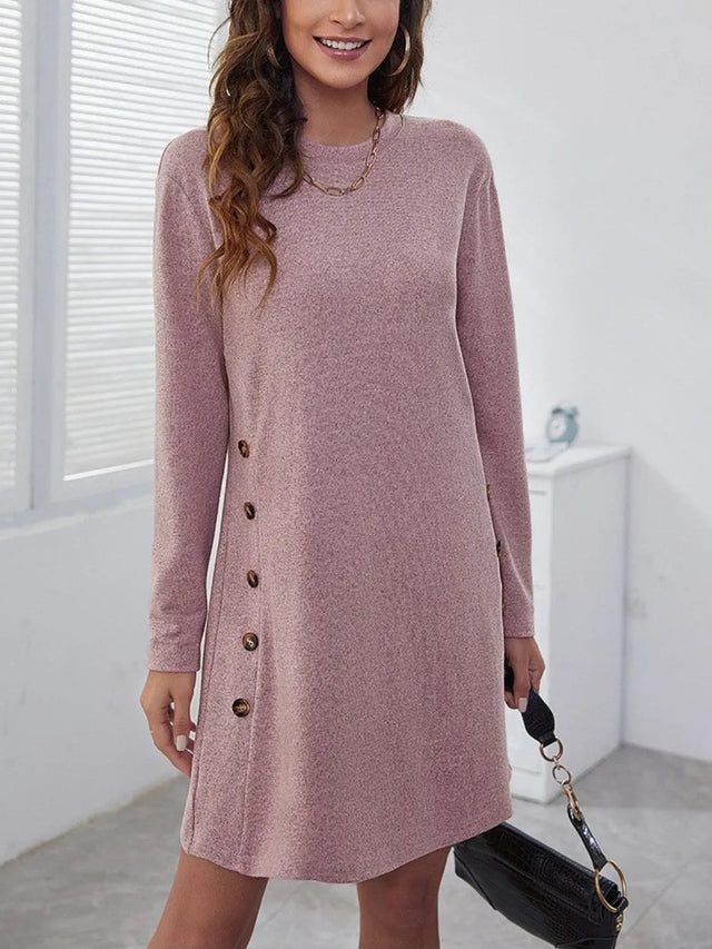 Round Neck Long Sleeve Mini Dress - V.I.P Digital Presence