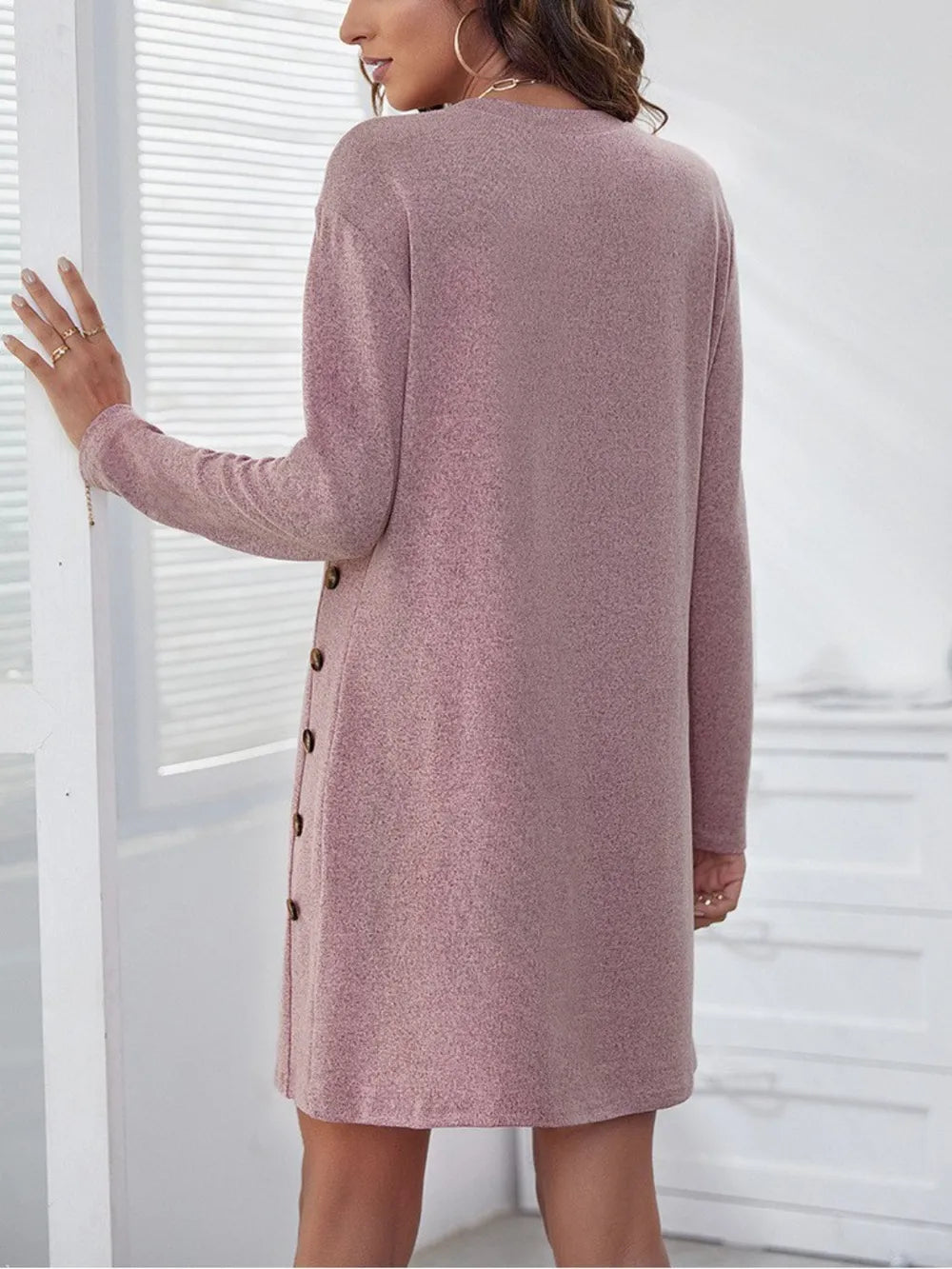 Round Neck Long Sleeve Mini Dress - V.I.P Digital Presence