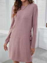 Round Neck Long Sleeve Mini Dress - V.I.P Digital Presence