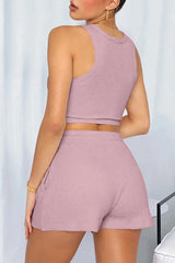 Round Neck Top and Drawstring Shorts Set - V.I.P Digital Presence