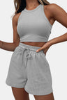 Round Neck Top and Drawstring Shorts Set - V.I.P Digital Presence