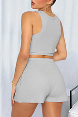 Round Neck Top and Drawstring Shorts Set - V.I.P Digital Presence