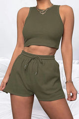 Round Neck Top and Drawstring Shorts Set - V.I.P Digital Presence