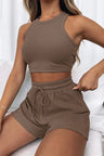 Round Neck Top and Drawstring Shorts Set - V.I.P Digital Presence
