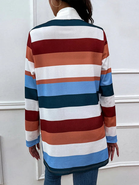 Shiny Color Block Open Front Cardigan - V.I.P Digital Presence