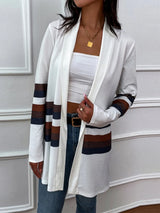 Shiny Color Block Open Front Cardigan - V.I.P Digital Presence
