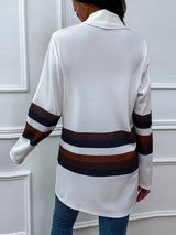 Shiny Color Block Open Front Cardigan - V.I.P Digital Presence