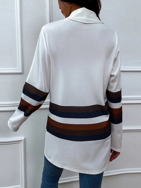 Shiny Color Block Open Front Cardigan - V.I.P Digital Presence
