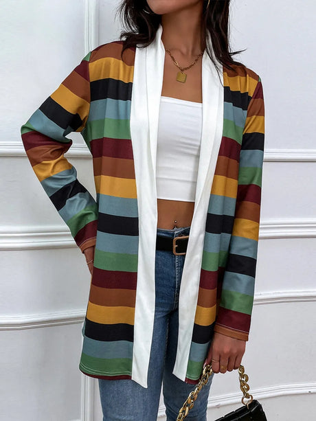 Shiny Color Block Open Front Cardigan - V.I.P Digital Presence