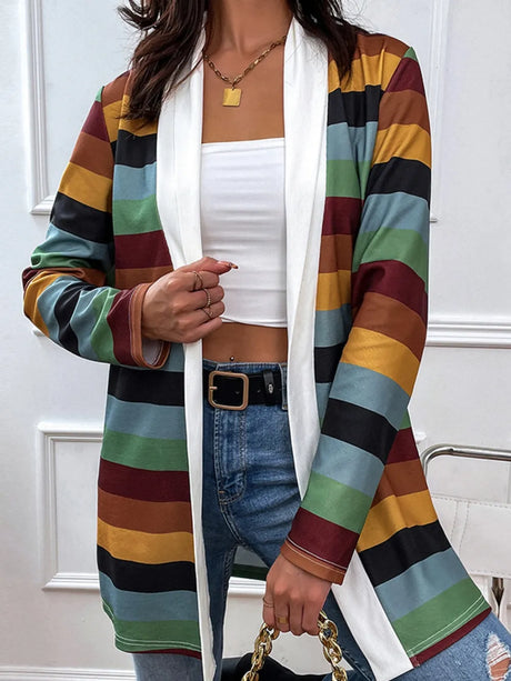 Shiny Color Block Open Front Cardigan - V.I.P Digital Presence