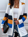 Shiny Color Block Open Front Cardigan - V.I.P Digital Presence