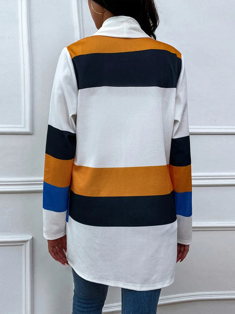 Shiny Color Block Open Front Cardigan - V.I.P Digital Presence