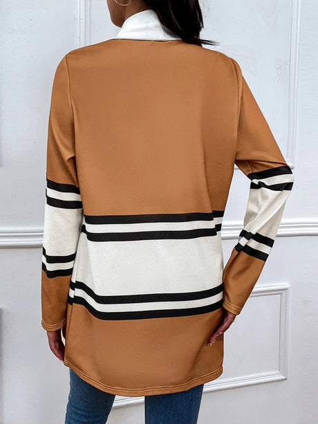 Shiny Color Block Open Front Cardigan - V.I.P Digital Presence