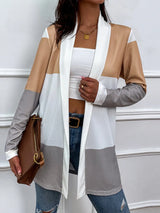 Shiny Color Block Open Front Cardigan - V.I.P Digital Presence