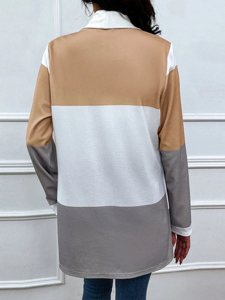 Shiny Color Block Open Front Cardigan - V.I.P Digital Presence