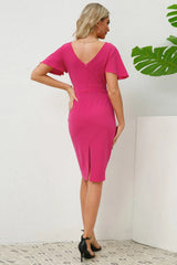 Slit Round Neck Flutter Sleeve Dress - V.I.P Digital Presence