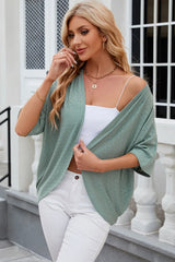 Solid color mid sleeved cardigan knitted cardigan jacket air-conditioned sweater - V.I.P Digital Presence