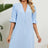 Solid color V-neck loose pleated five quarter sleeve dress for women - V.I.P Digital Presence