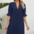 Solid color V-neck loose pleated five quarter sleeve dress for women - V.I.P Digital Presence