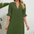 Solid color V-neck loose pleated five quarter sleeve dress for women - V.I.P Digital Presence